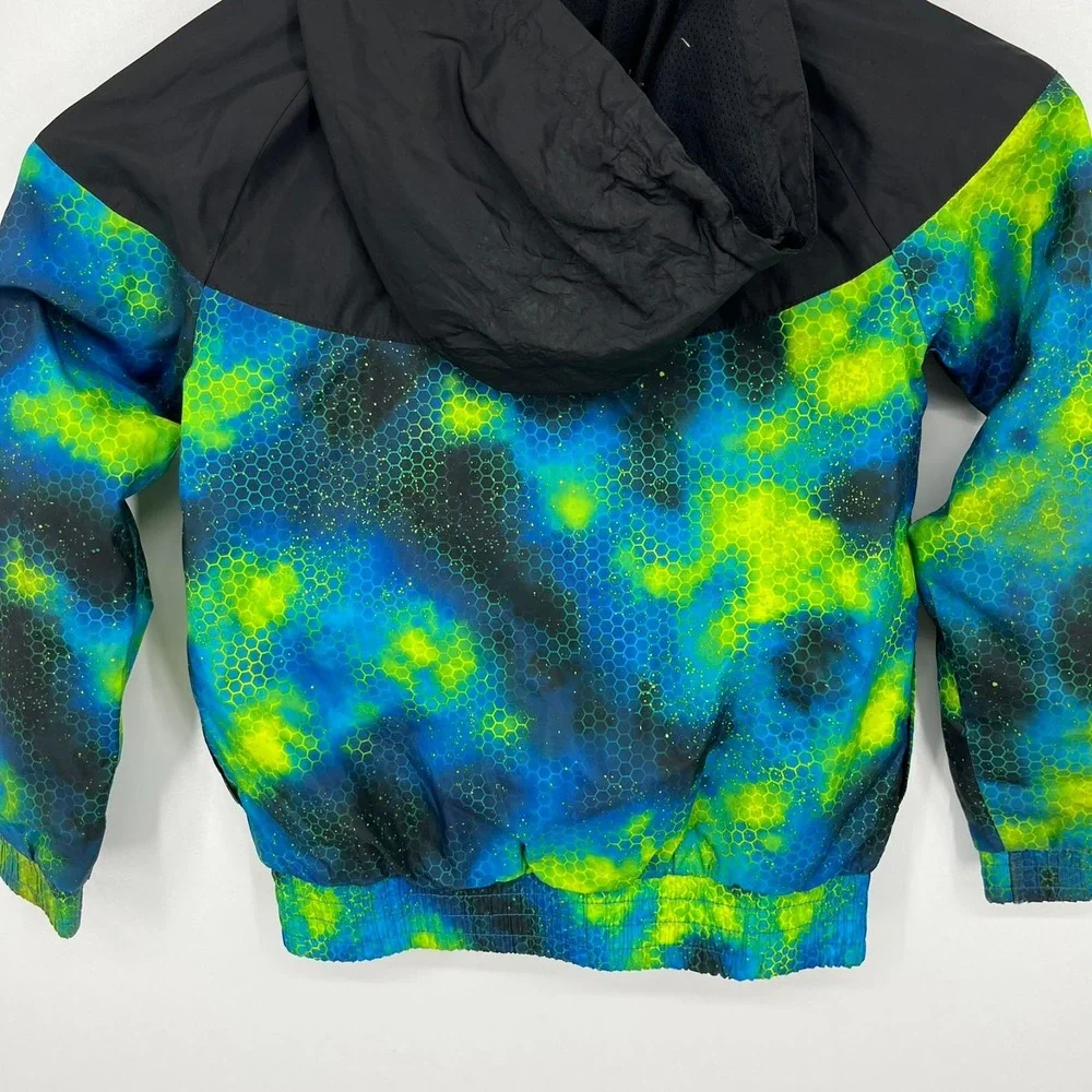 Nike Windbreaker Jacket Youth Size M 5-6 Years Multicolor Full Zip‎ Galaxy Print